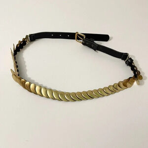 Vintage Gold Circle  Scale Metal Stretch Belt 80s Style Retro